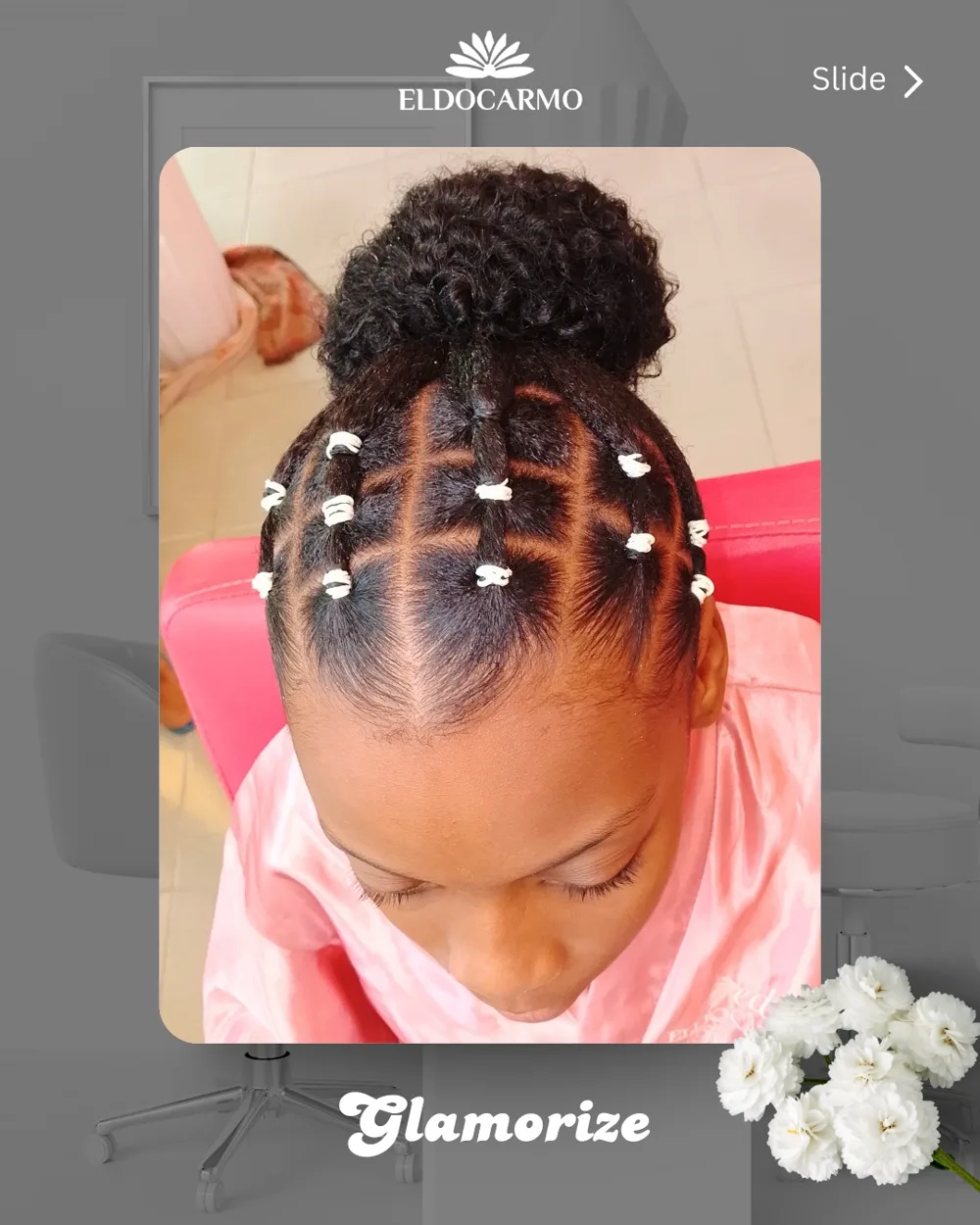 Penteado com elásticos e coque para criança